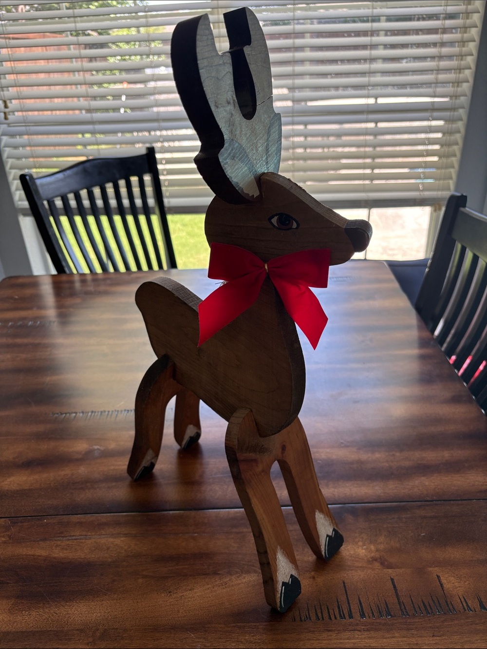 Vintage Wooden Reindeer Holiday Décor - with articulating head.